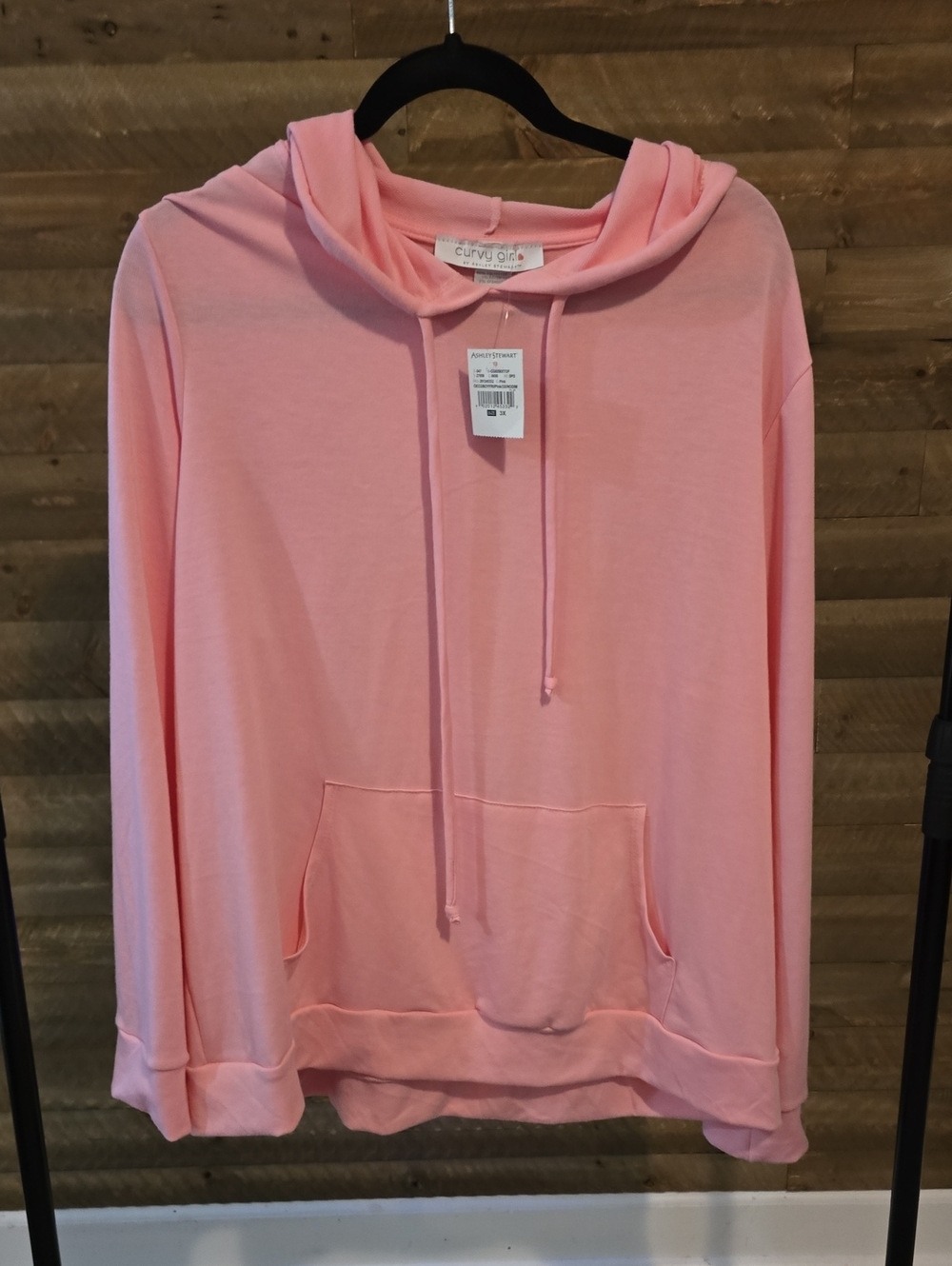 Curvy Girl Soft Pink Hoodie Sweatshirt (3X)